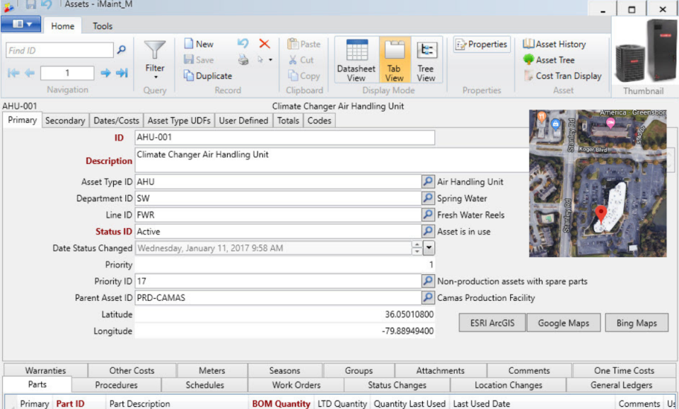 screenshot of iMaint EAM